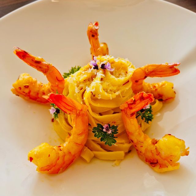 saffron Tagliatelle with shrimps